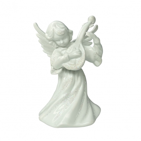 Елочная игрушка Ангелик з бандурою малий 6x4 см белый