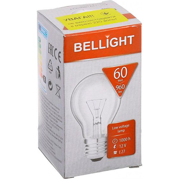 Лампа накаливания Bellight 60 Вт E27 12 В прозрачная