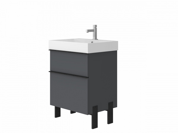Тумба підлогова ЮВЕНТА Manhattan - 60 сірий з умивальником Stance-60