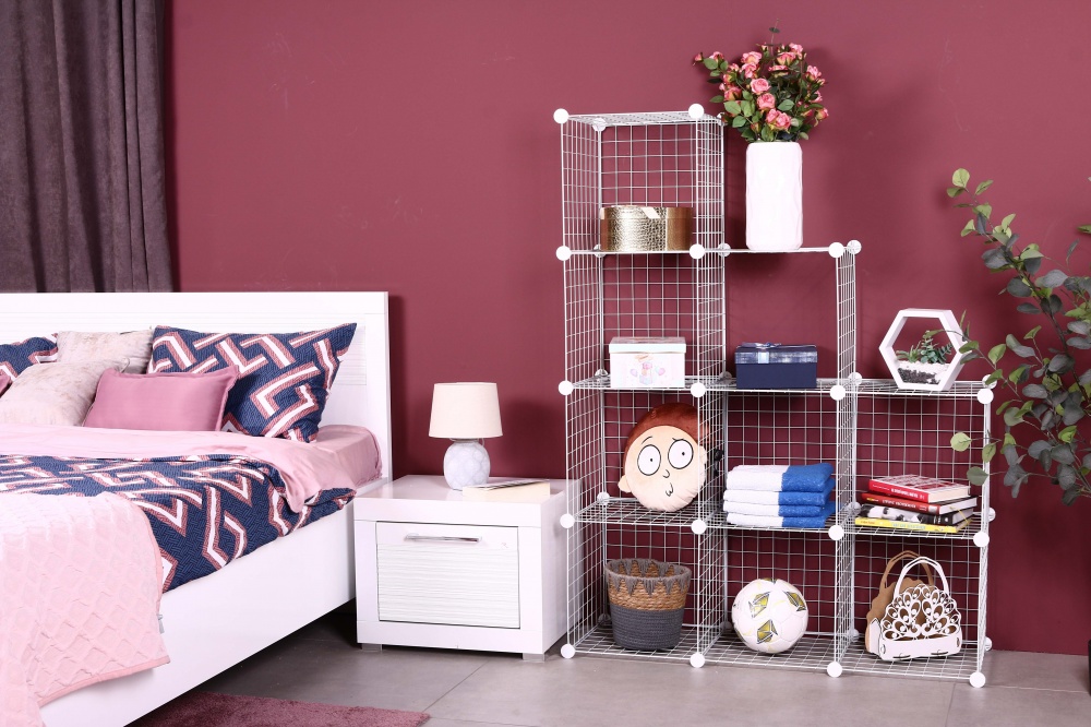 Стелаж дротяний куб metal сubes storage 9 полиць 1105х1105х370 мм білий