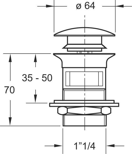 Донный клапан Bonomini из хромированной латуни 1 1/4, фланец d65 мм с переливом