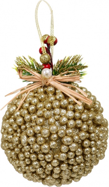 Декоративна підвіска Куля з декором 10 см золотий HL21-27
