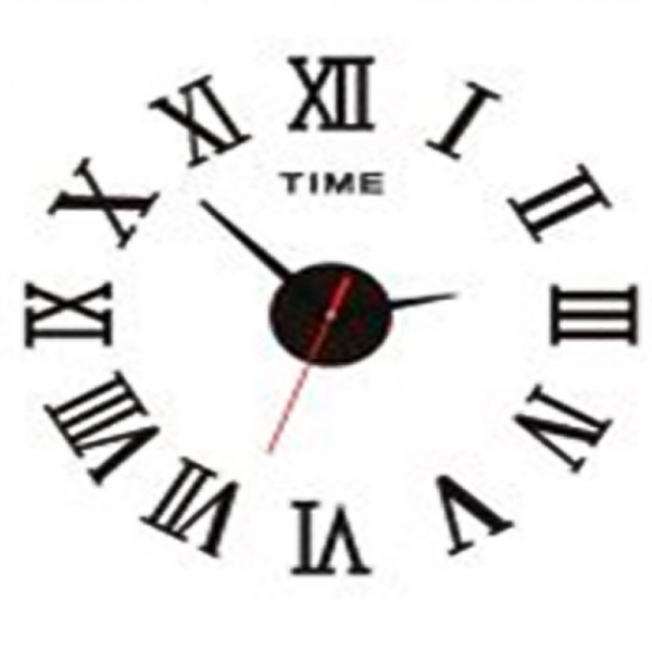Часы настенные 3D DIY Time римский циферблат черный 90х90 см