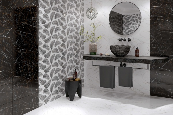 Плитка Golden Tile Nero e Bianco Leaf чорний NBС161 30x60 