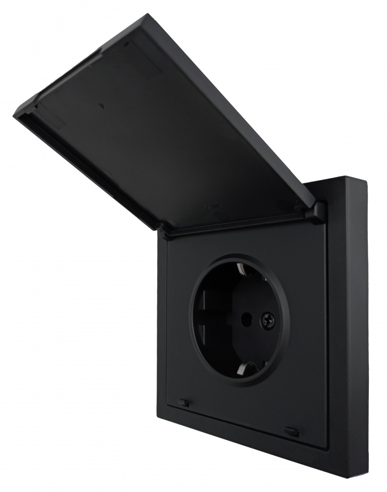 Розетка с крышкой бытовая с заземлением HausMark Juna черный