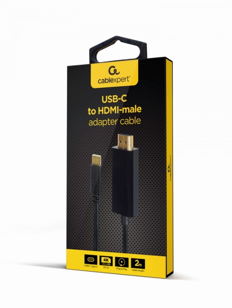 Кабель Cablexpert USB-C на HDMI, 4K@30Гц 2 м black (A-CM-HDMIM-01) 