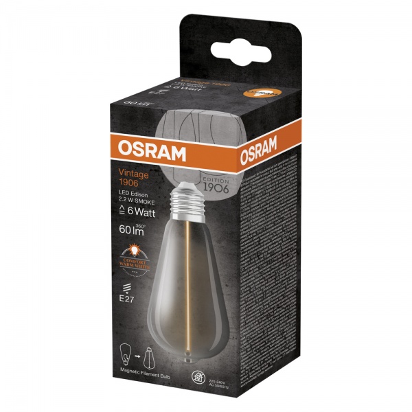 Лампа светодиодная Ledvance FIL Osram SM Magnet ST64 2,2 Вт E27 1800 К 220 В матовая 