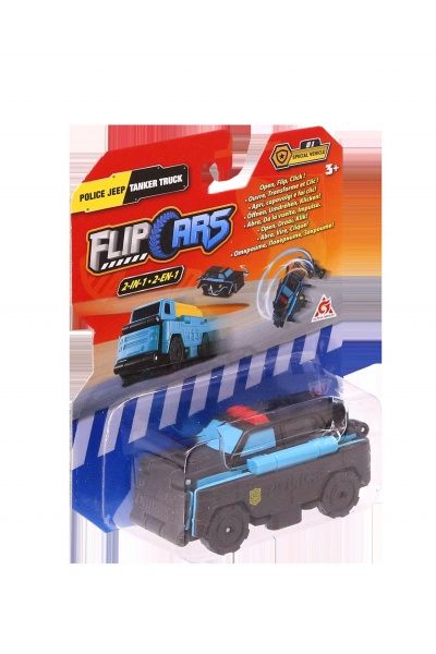 Машинка-трансформер Flip Cars Поліцейський позашляховик та автоцистерна EU463875-08