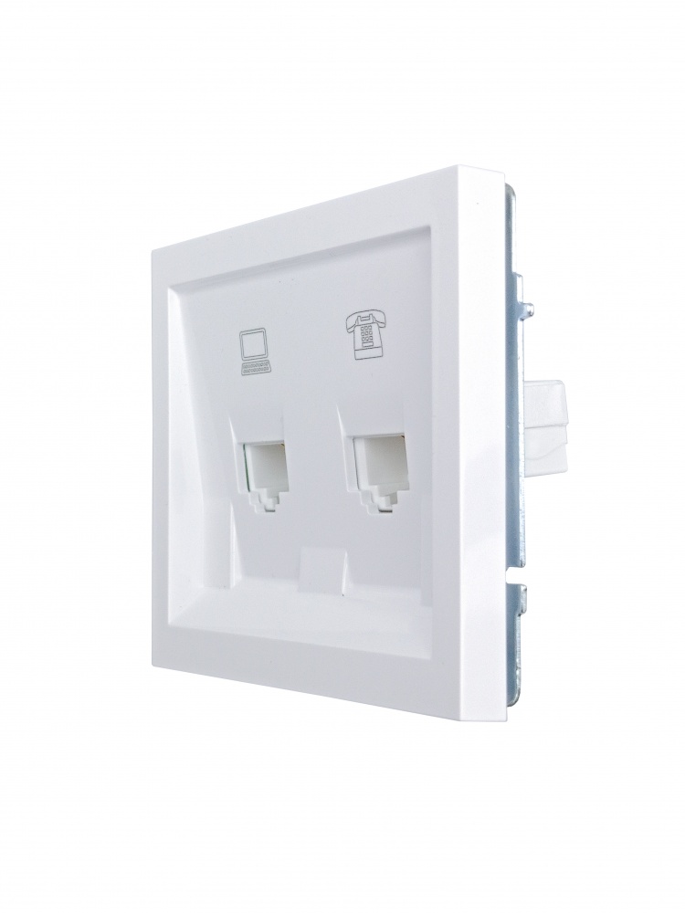 Механізм розетки комп'ютерна + телефонна HausMark Juna IP20 білий 7041-0288-143