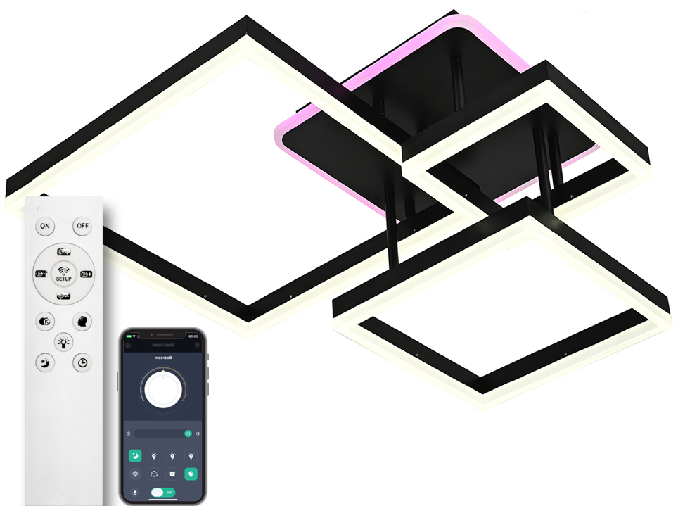 Люстра світлодіодна Luminaria 4x105 Вт LED-модуль чорний GENNY SQUARE RGB 105W 4S BLACK