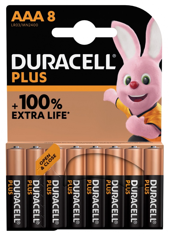 Батарейки Duracell Plus щелочные AAA (мизинчиковые) 8 шт.