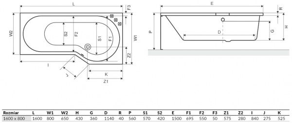 Ванна акриловая Excellent Be Spot WAEX.BSP16WH 160x80 с ножками 