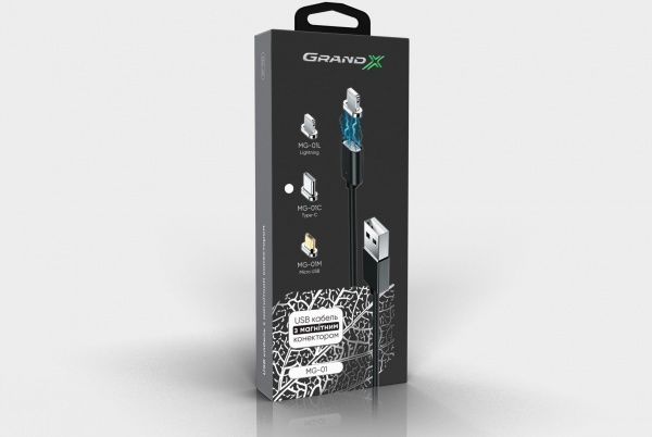 Кабель Grand-X USB Type-C – USB 1 м чорний (MG-01C) 