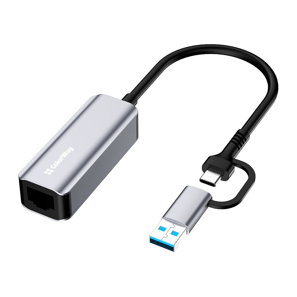 USB-адаптер ColorWay USB-A/USB-С 3.0 - RJ45 Gigabit Ethernet (CW-AD-CRG)
