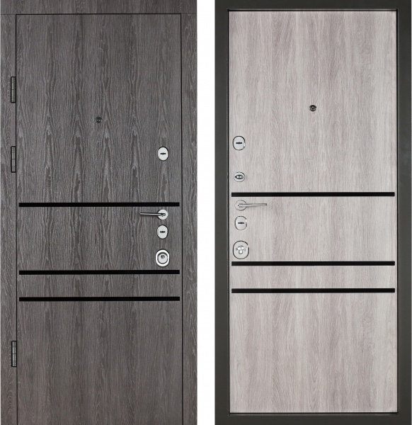 Двері вхідні Булат Сек'юриті 517 дуб немо карбон / дуб немо срібний 2050x850 мм ліві
