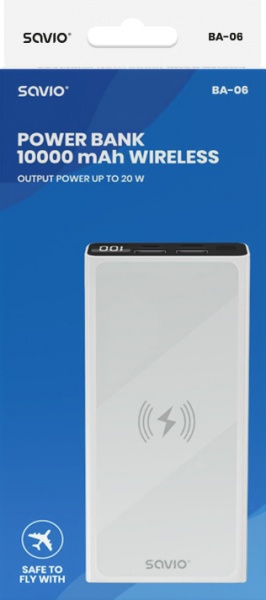 Повербанк SAVIO Wireless 15W 10000 mAh white (SAVBA-06_WV) 