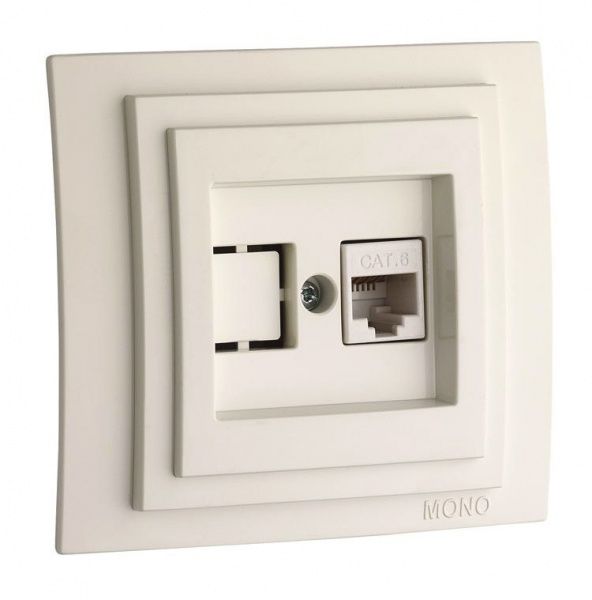 Розетка компьютерная Mono Larissa (RJ45 CAT 6) крем 103-171705-125