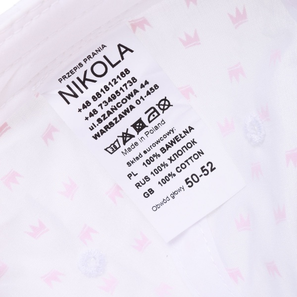 Кепка для дівчаток Pampona 21 L 08 р.50 біло-рожевий 