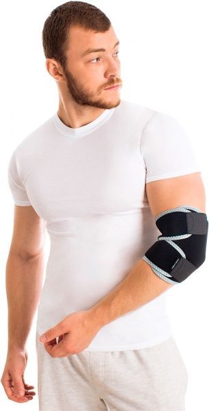 Супорт ліктя Торос-Груп р. 33 см Тип 600 неопреновий універсальний чорний/сірий