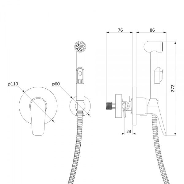 Смеситель Damixa с гигиеническим душем Origin Bit 777510000
