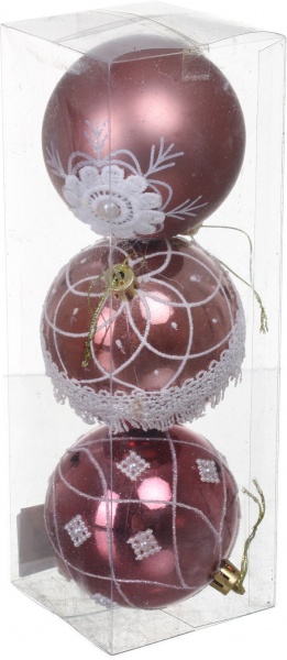 Набор елочных шаров Комплект № 15 d 80 мм 3 шт./уп.