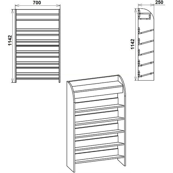 Тумба для обуви Компанит ТО-10 New 250x700x1142 мм / нимфея альба 