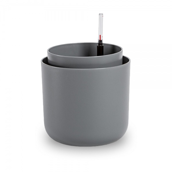 Вазон пластиковий Plastia з системою автополиву Tolita 16 см круглий 1,3 л сірий (1707081620R) 