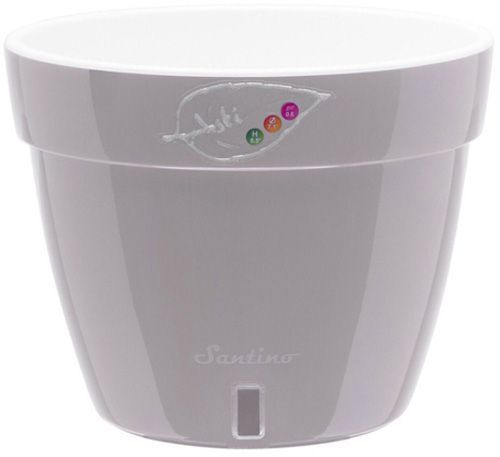 Вазон пластиковий Santino Асті круглий 9л сірий із білим 