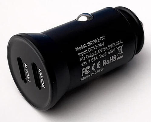 Автомобильное зарядное устройство OneLounge 1Power PD 40W 2x USB-C для iPhone 