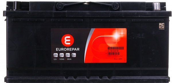 Аккумулятор автомобильный EUROREPAR 105Ah 950A 12V 1675683680 «+» справа (1675683680)