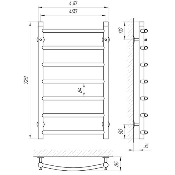 Рушникосушарка водяна Laris Класік П7 400х700 71207581