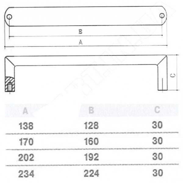 Меблева ручка 192 мм нержавіюча сталь MVM SS-1022-192 SS