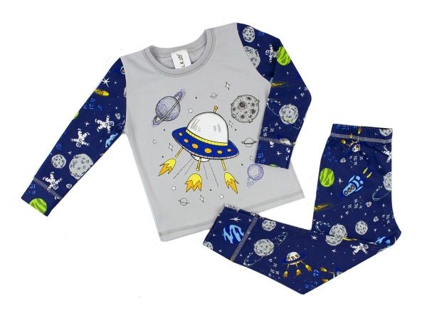 Пижама детская для мальчика Luna Kids Космос р.110-116 синий с рисунком 