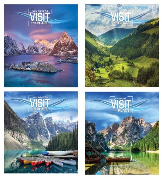 Комплект зошитів Візит в гори 96 арк. лінія 8 шт./уп. (4 дизайни) Мрії збуваються