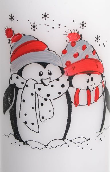 Свеча Цилиндр трафаретная Пингвины 50x110 Pako-If