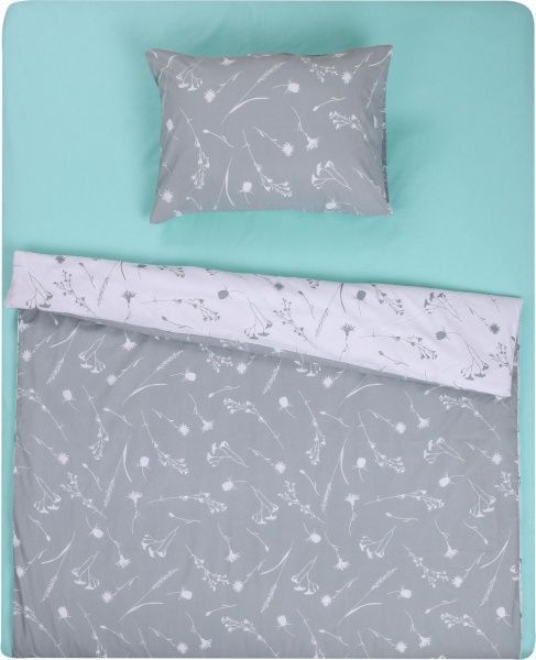 Комплект постільної білизни Польові Квіти світло-сірий із білим Homeline 