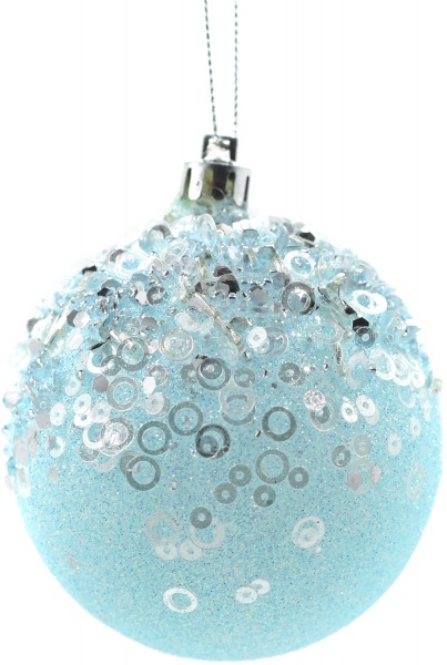 Шар новогодний Конфетти 100 мм голубой 8395