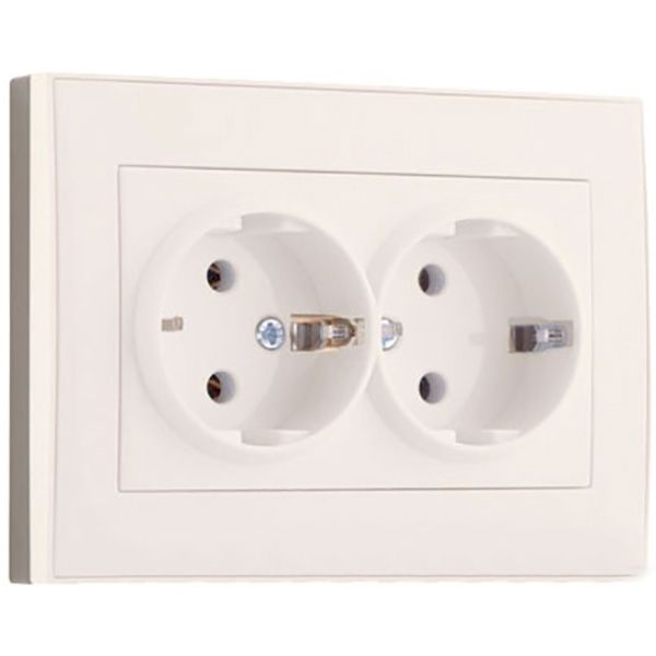 Розетка двойная Lezard Rain крем 703-0303-127B