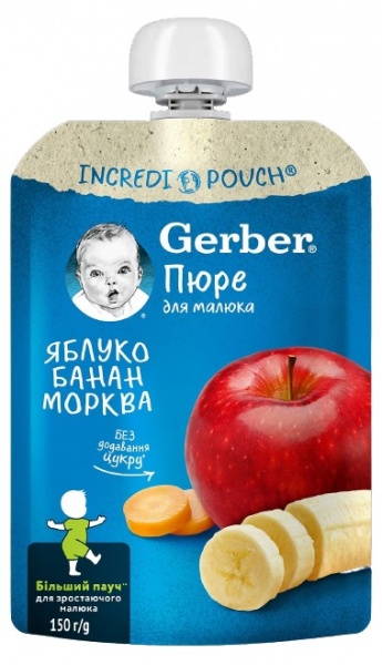 Пюре Gerber Яблуко, банан та морква 6+ 150 г 