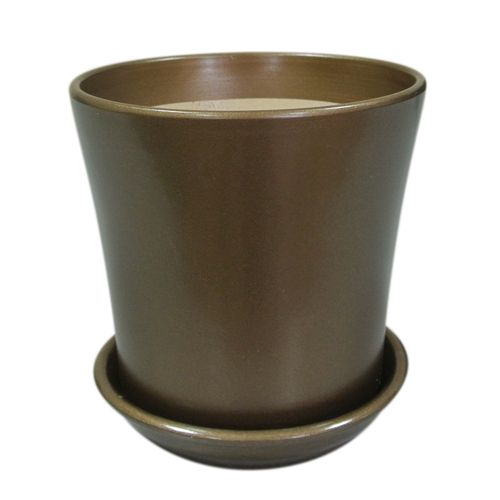 Горщик керамічний Оріана-Запоріжкераміка Вуаль круглий 2,3л глянець шоколад 