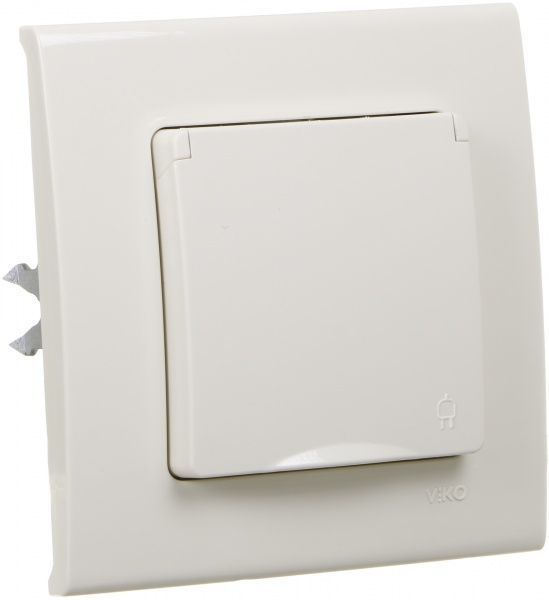 Розетка із заземленням Viko Linnera зі шторками з кришкою крем 90401012