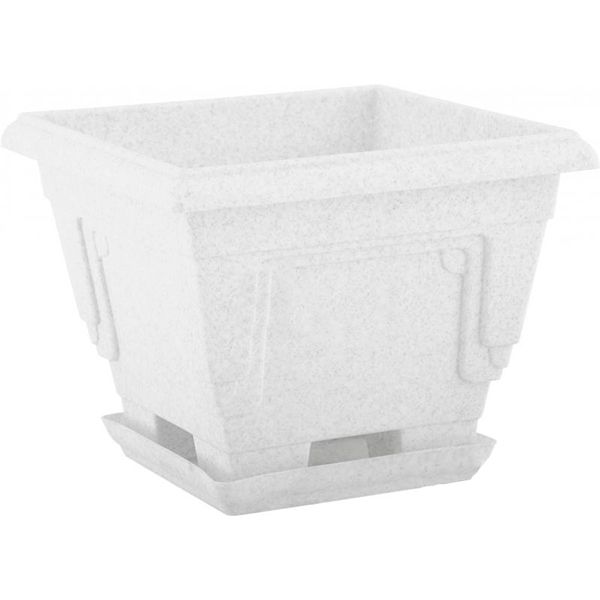 Горшок пластиковый Алеана Петуния квадратный 3,6л белый с серым (113016) 