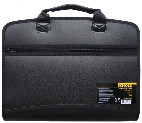 Портфель на молнии с органайзером B4 черный 5076 SCHOLZ