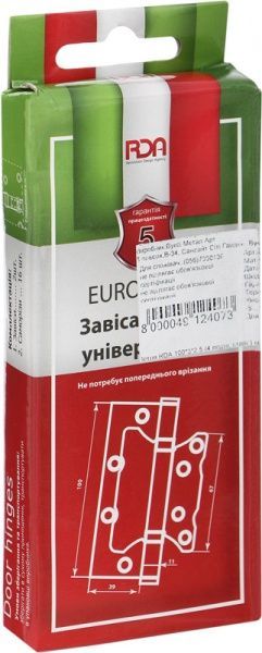 Петля євро RDA 49124 100x39x2.5 мм білий універсальна 2 шт