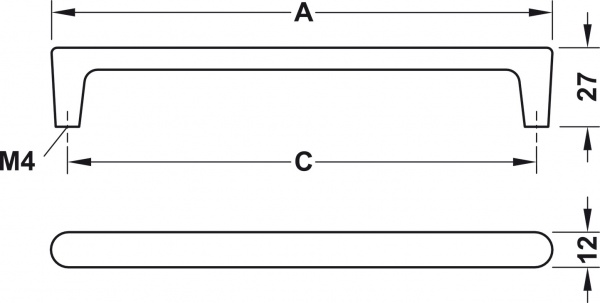 Ручка скоба Hafele 96 мм 106.69.130 матовий чорний