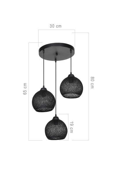 Підвіс Luna Yumak Round 3x60 Вт E27 чорний MDL.4287 