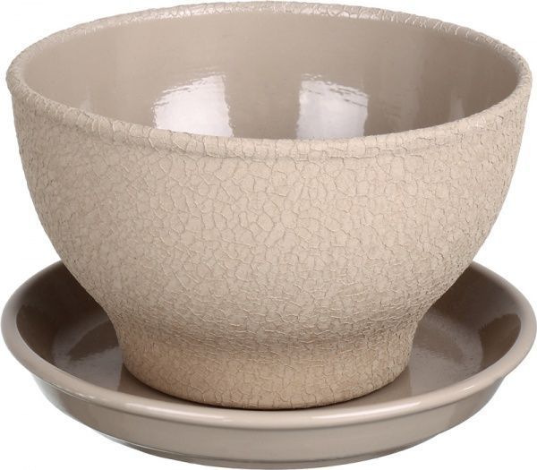 Горшок Ориана-Запорожкерамика Бонсайница шелк круглый 1л капучино (016-0-019) 