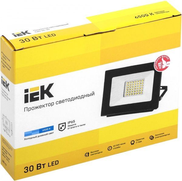 Прожектор IEK СДО 06-30 LED 30 Вт IP65 черный 