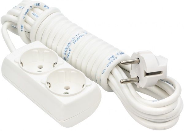 Удлинитель Borsan с заземлением 2 гн. белый 5 м BR-1552-5 