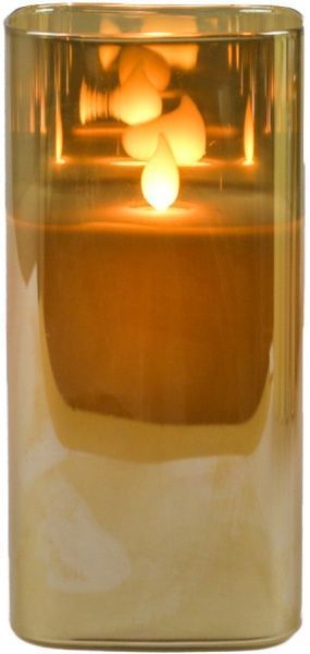 Декорация новогодняя Подсвечник со свечой что полыхает 9х12,5 см золотой D2741 